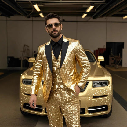 Glitzernder Pailletten Anzug für Herren – Elegantes Party & Gala Set