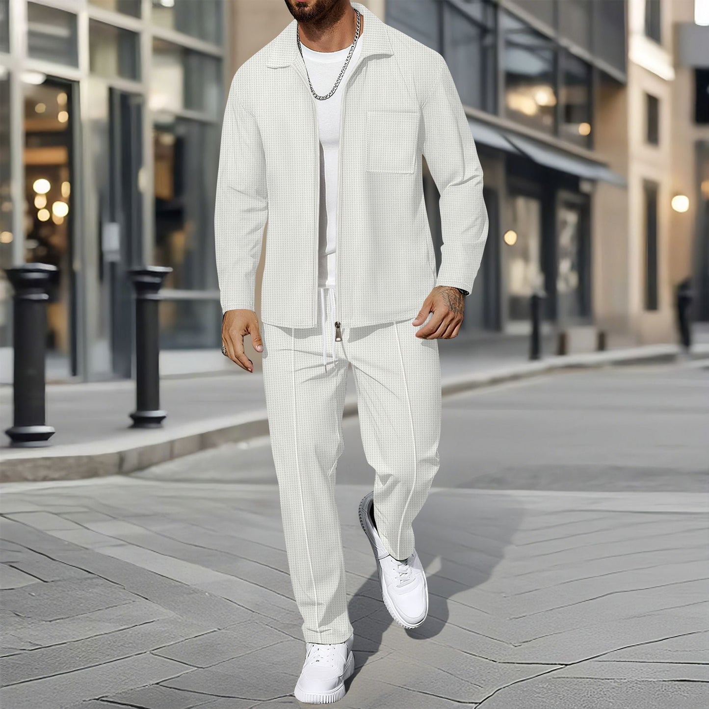 Modernes Freizeit Set mit Hemdjacke & Hose für Herren – Eleganter Zweiteiler im Casual Business Look