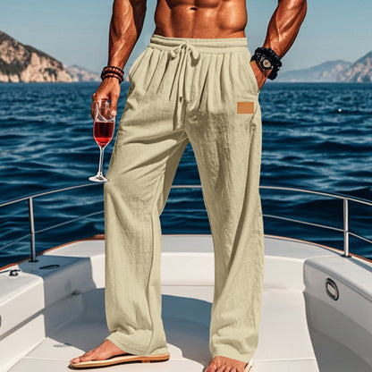 Lässige Leinenhose für Herren – Atmungsaktive Sommerhose mit weitem Bein