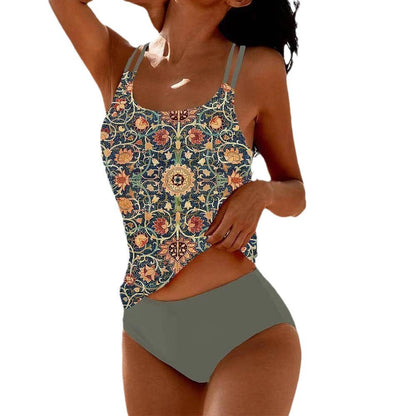 Boho Tankini Set für Damen – Figurformender Badeanzug mit Ethno-Print