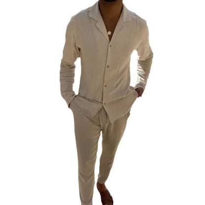 Elegantes Zweiteiler Set für Herren – Lockeres Freizeit Outfit mit Hemd & Hose