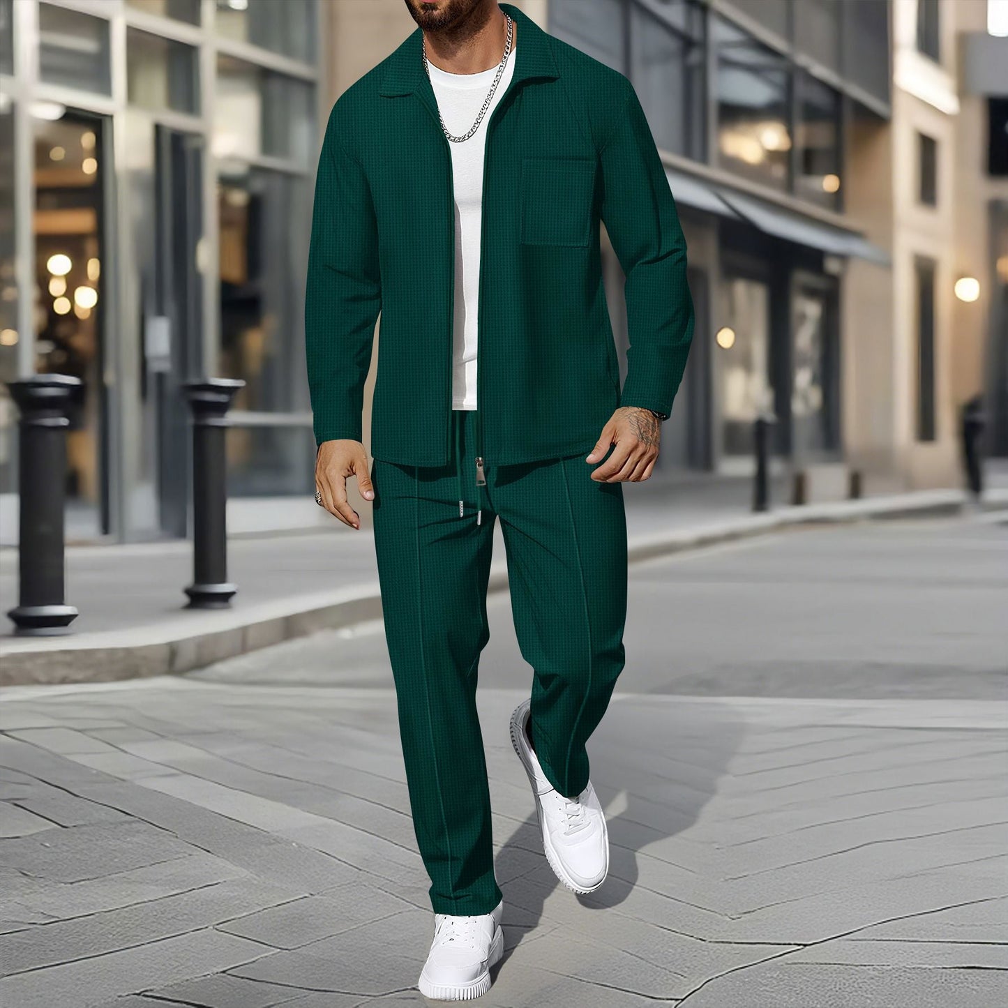 Modernes Freizeit Set mit Hemdjacke & Hose für Herren – Eleganter Zweiteiler im Casual Business Look