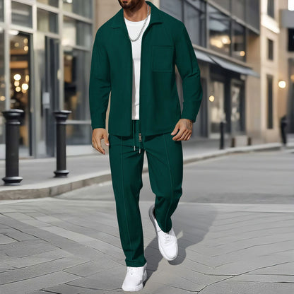 Modernes Freizeit Set mit Hemdjacke & Hose für Herren – Eleganter Zweiteiler im Casual Business Look