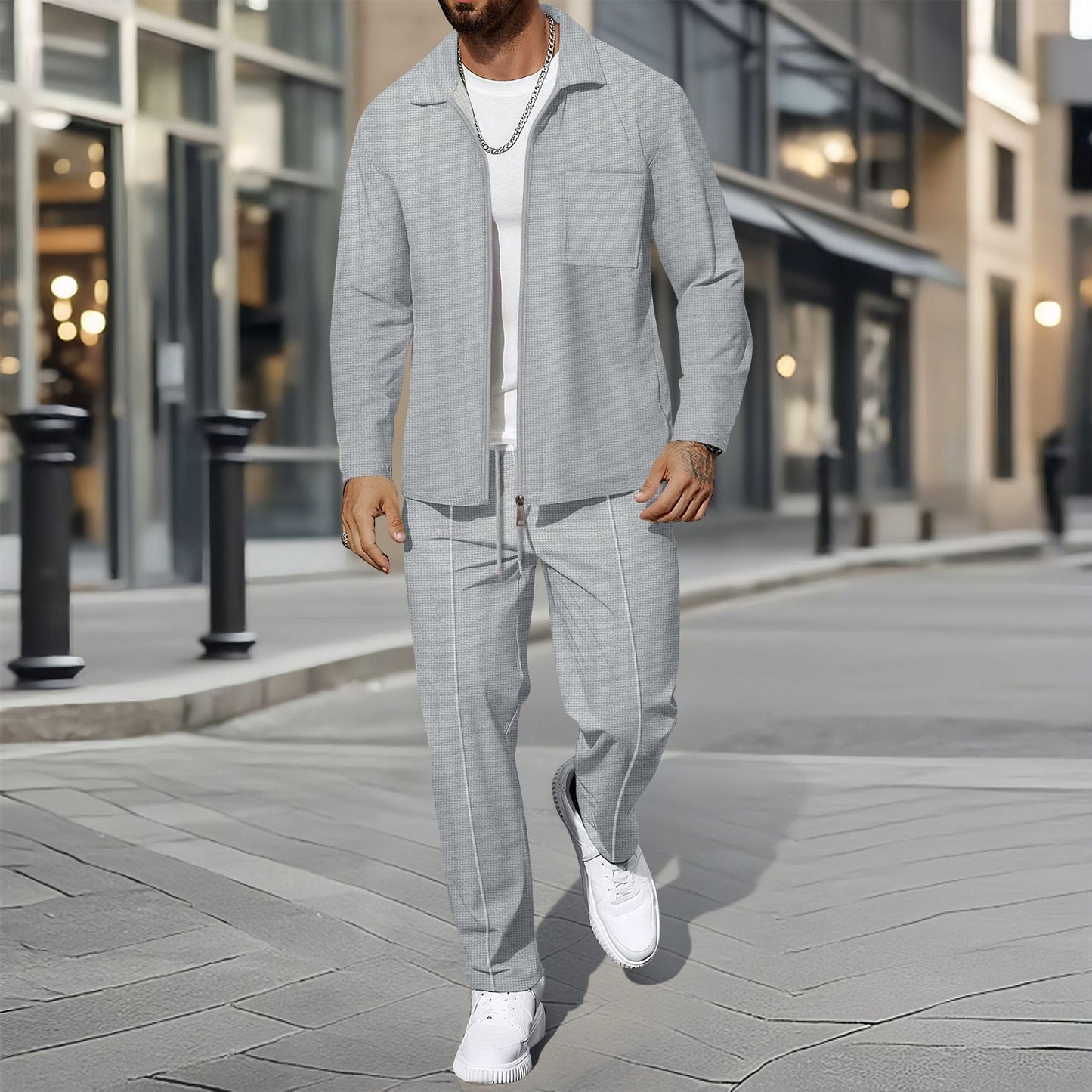 Modernes Freizeit Set mit Hemdjacke & Hose für Herren – Eleganter Zweiteiler im Casual Business Look