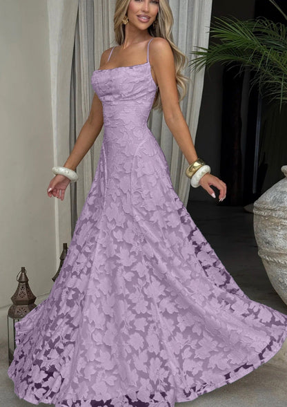 Elegantes Spitzen-Maxikleid für Damen – Ärmelloses Abendkleid mit floraler Spitze