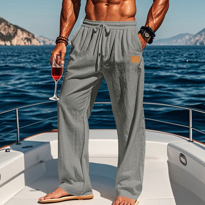 Lässige Leinenhose für Herren – Atmungsaktive Sommerhose mit weitem Bein