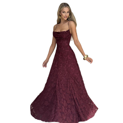 Elegantes Spitzen-Maxikleid für Damen – Ärmelloses Abendkleid mit floraler Spitze