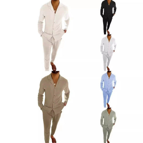 Elegantes Zweiteiler Set für Herren – Lockeres Freizeit Outfit mit Hemd & Hose
