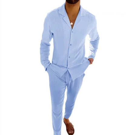 Elegantes Zweiteiler Set für Herren – Lockeres Freizeit Outfit mit Hemd & Hose