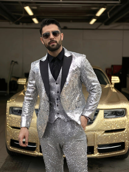Glitzernder Pailletten Anzug für Herren – Elegantes Party & Gala Set