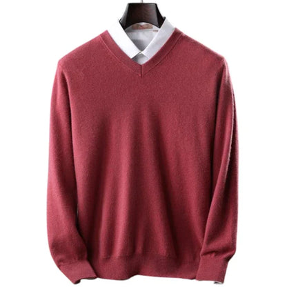 Elzéphine - Eleganter und Weicher Cashmere-Pullover für Herren mit Langarm und V-Ausschnitt