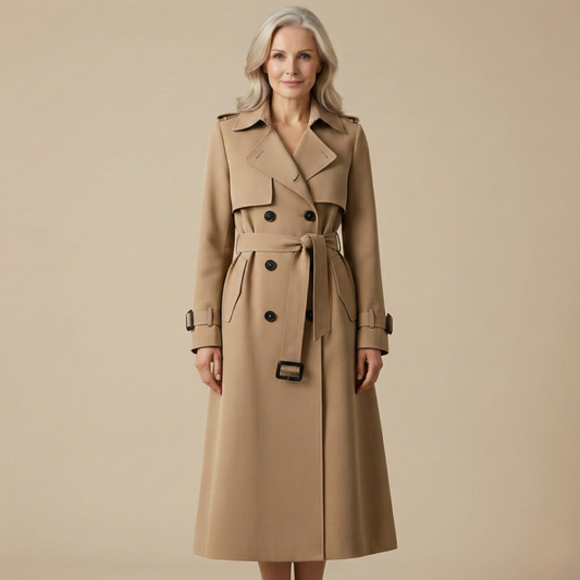 Kaélis - Zeitloser Trench-Coat für Frauen, Frühlingsmantel mit Innenfutter im Karomuster