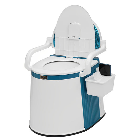 LooZen - Tragbares Toilette für Erwachsene und Senioren - 5 Gallonen Kommode mit Deckel, Griffen und Rückenlehne