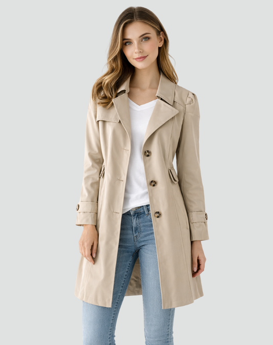 Eleganter Trenchcoat mit Taillengürtel – Zeitloser Übergangsmantel für Damen