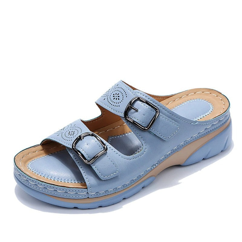 Bequeme Damen Komfort Sandalen mit Schnallen – Orthopädische Slip-On Pantoletten für Alltag & Sommer