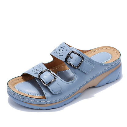 Bequeme Damen Komfort Sandalen mit Schnallen – Orthopädische Slip-On Pantoletten für Alltag & Sommer