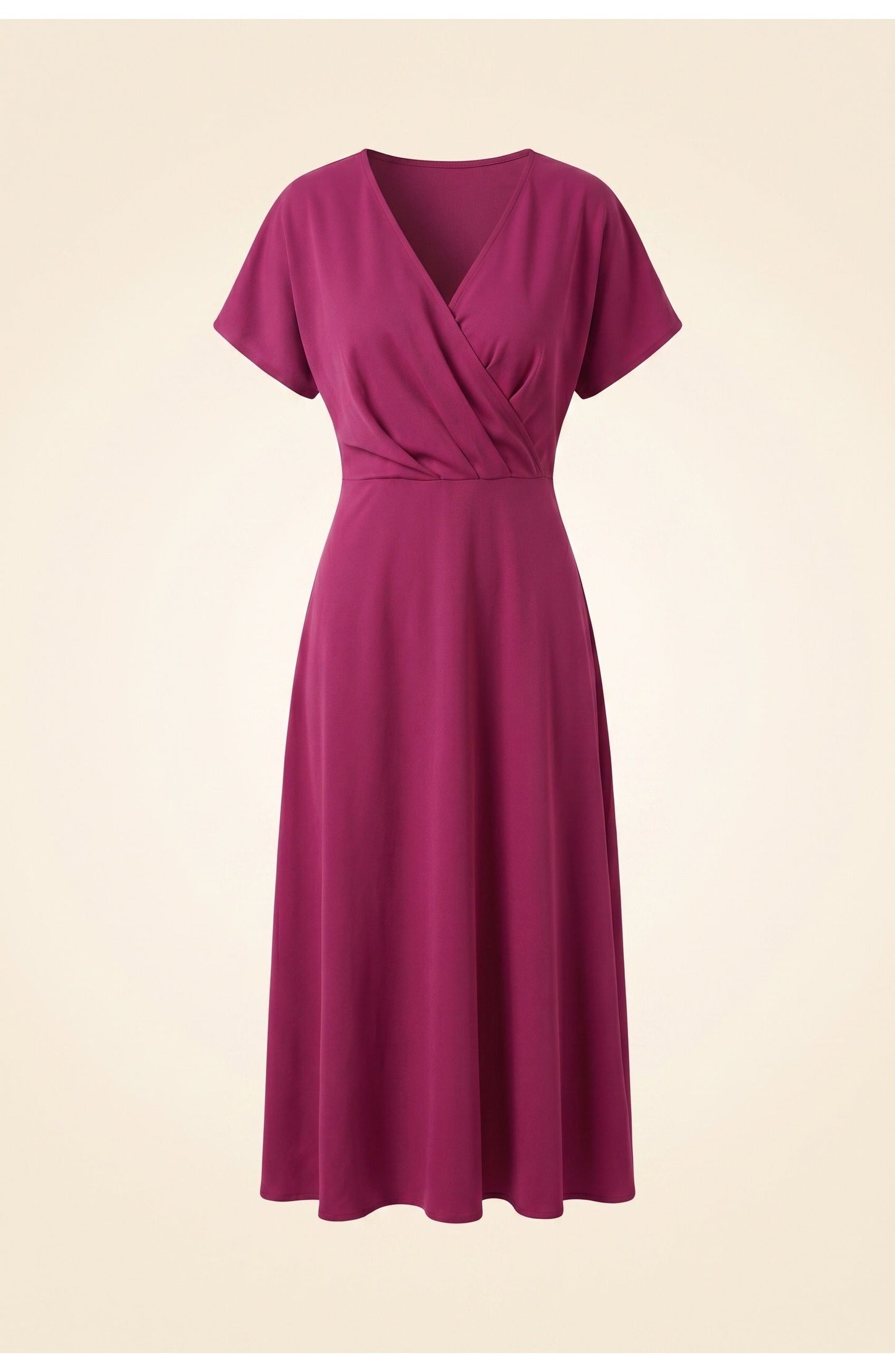 Elegantes Wickelkleid mit V-Ausschnitt für Damen – Figurbetontes Midikleid mit Taillenraffung & Schlitz