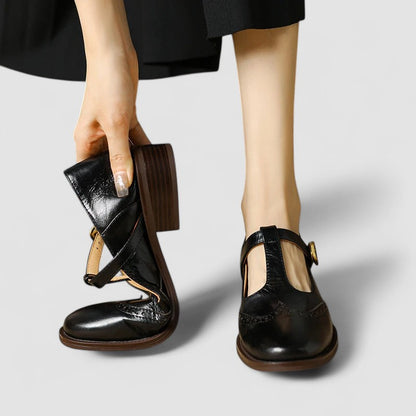 Elegante Mary Jane Schuhe aus Leder mit Blockabsatz & Schnalle für Damen – Bequem & Zeitlos