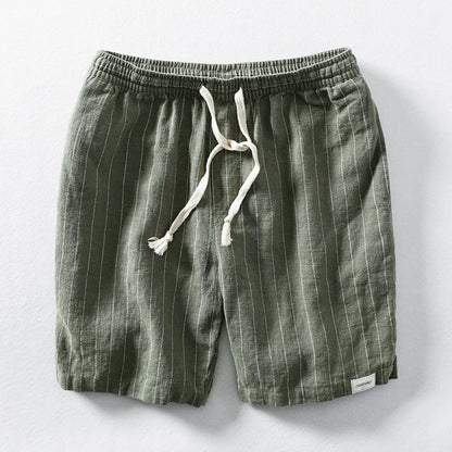 Leichte Leinen Shorts für Herren – Atmungsaktive Sommerhose mit Kordelzug & Streifen-Design