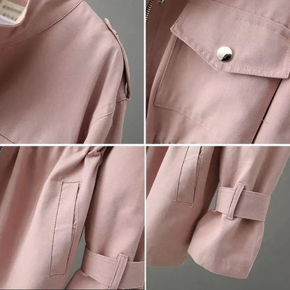 Leichte Übergangsjacke für Damen mit Taillenzug Taschen und modernem Utility Stil