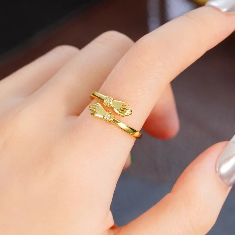 Umarmungsring für Damen mit Zirkonia – Verstellbarer Liebesring „Always with You“