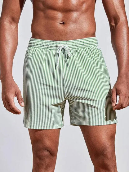 Gestreifte Badehose mit Kordelzug & elastischem Bund für Herren – Leicht, schnelltrocknend & sommerlich bequem