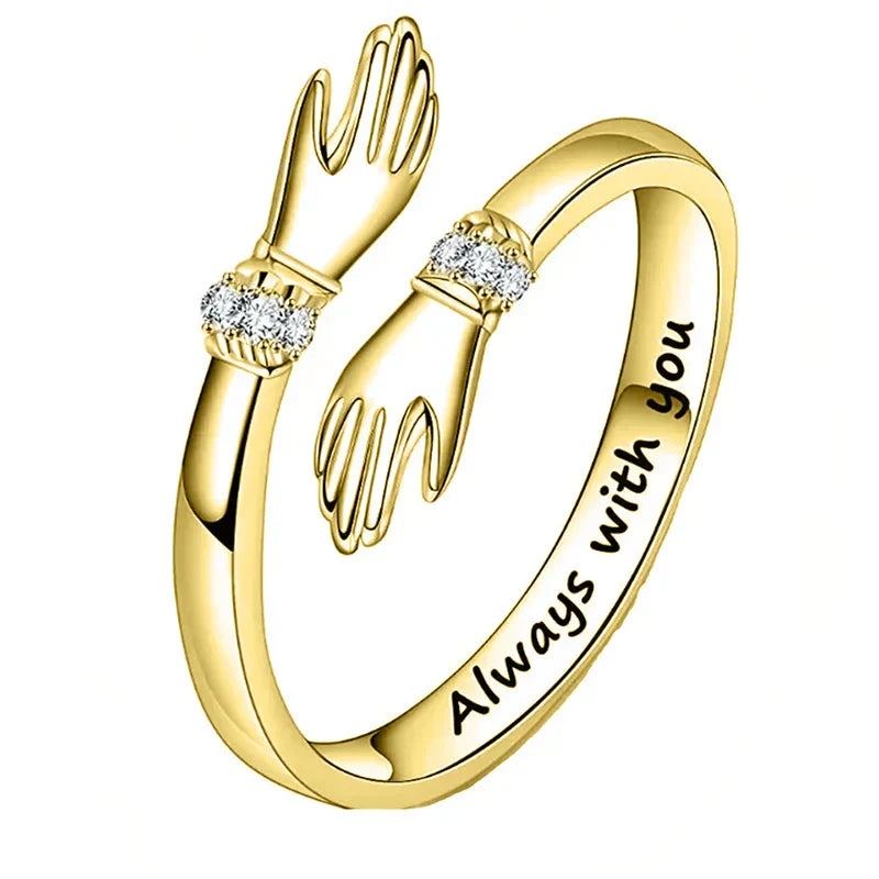 Umarmungsring für Damen mit Zirkonia – Verstellbarer Liebesring „Always with You“