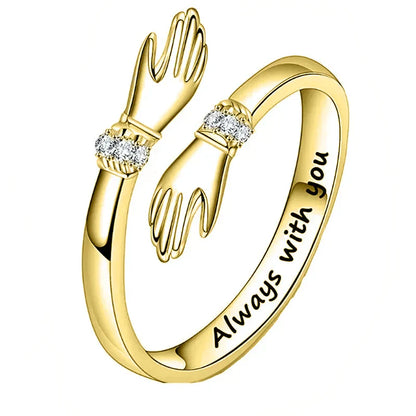 Umarmungsring für Damen mit Zirkonia – Verstellbarer Liebesring „Always with You“
