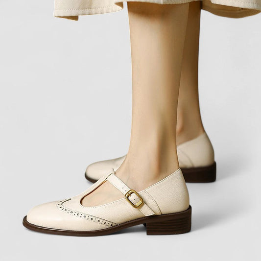 Elegante Mary Jane Schuhe aus Leder mit Blockabsatz & Schnalle für Damen – Bequem & Zeitlos