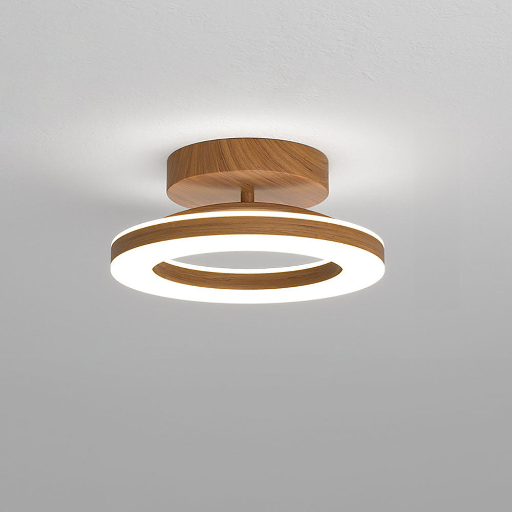 Annelis - LED Deckenlampe Offener Ring mit Holzrahmen
