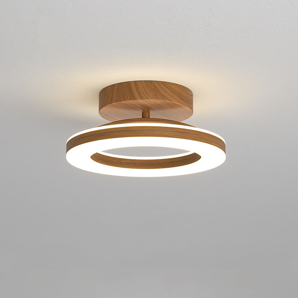 Annelis - LED Deckenlampe Offener Ring mit Holzrahmen