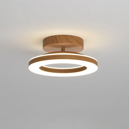 Annelis - LED Deckenlampe Offener Ring mit Holzrahmen
