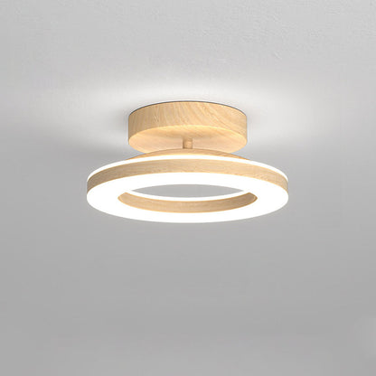 Annelis - LED Deckenlampe Offener Ring mit Holzrahmen