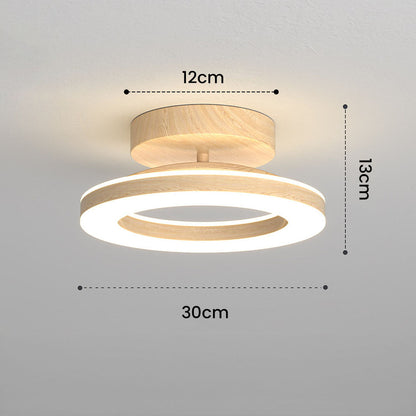 Annelis - LED Deckenlampe Offener Ring mit Holzrahmen