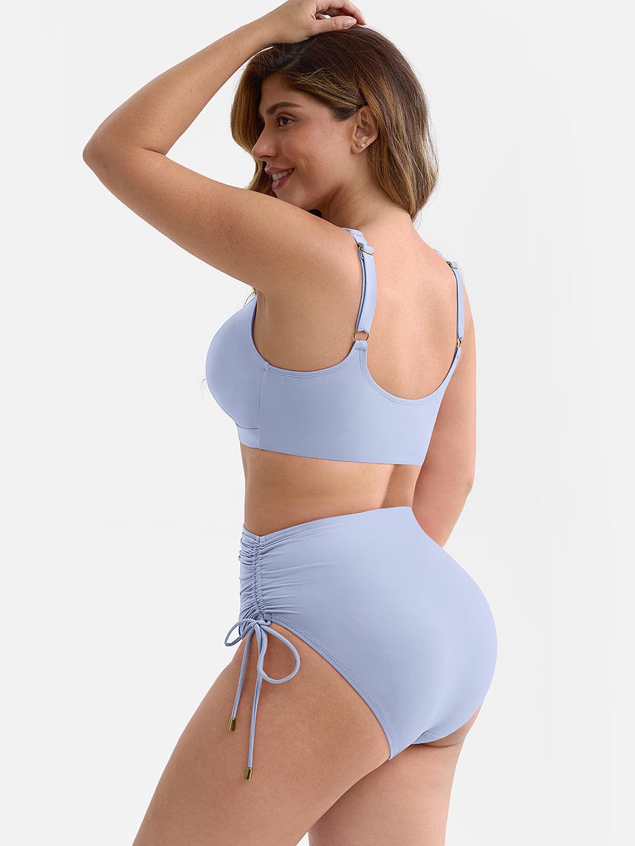 Figurformendes Bikini Set mit High Waist & Raffungen – Elegantes Push-Up Badeanzug Set für Damen