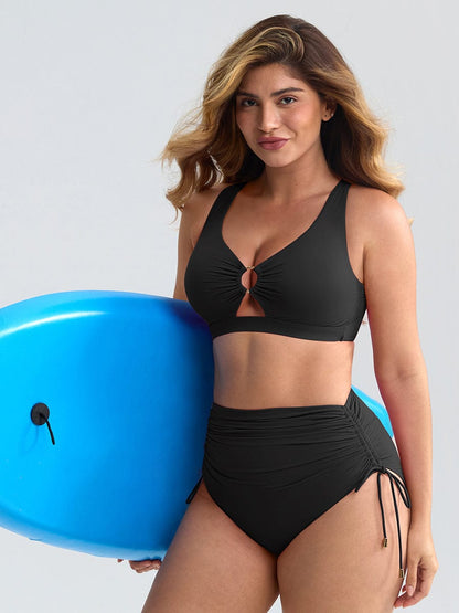 Figurformendes Bikini Set mit High Waist & Raffungen – Elegantes Push-Up Badeanzug Set für Damen