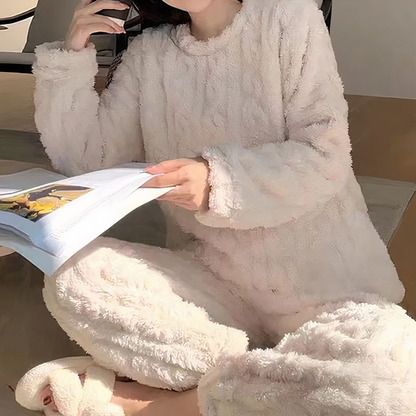 Élodie - Zweiteiliges Pyjama-Set aus weichem und warmem Fleece mit Muster