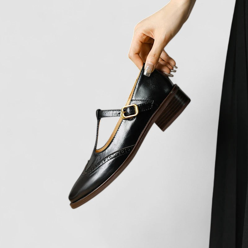 Elegante Mary Jane Schuhe aus Leder mit Blockabsatz & Schnalle für Damen – Bequem & Zeitlos