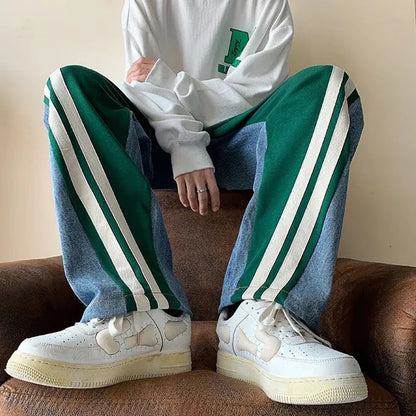 Lässige Jogginghose im Colorblock Design für Herren – Weite Streetwear Hose mit Seitenstreifen