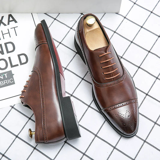 Elegante Leder Business Schuhe mit rutschfester Sohle – Klassische Schnürschuhe für Herren