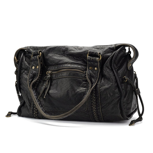 Lunéthra - Schwarze Handtasche für den Einkauf