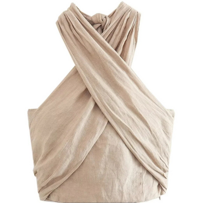 Elegantes Neckholder Crop Top & Weit geschnittene Hose für Damen – Luftiges Zweiteiler Sommer Outfit
