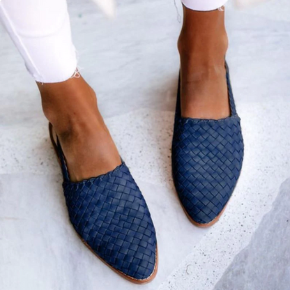 Geflochtene Slingback Loafer mit spitzer Form – Bequeme Sommer-Schuhe für Damen