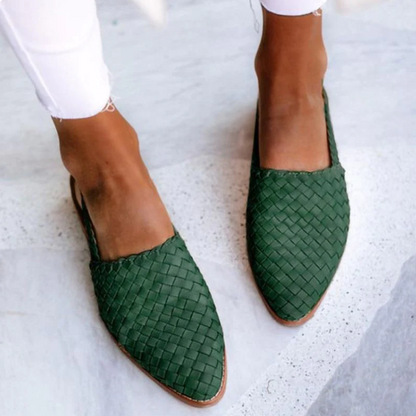 Geflochtene Slingback Loafer mit spitzer Form – Bequeme Sommer-Schuhe für Damen