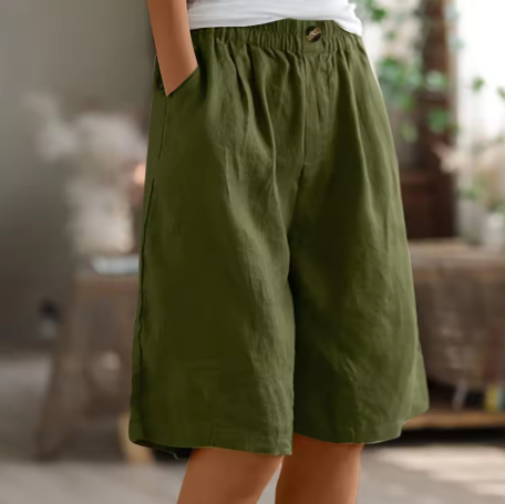 Émiliane - Damen Sommer-Shorts, Bequemer Elastischer Bund, Aus Leinen und Atmungsaktivem Stoff