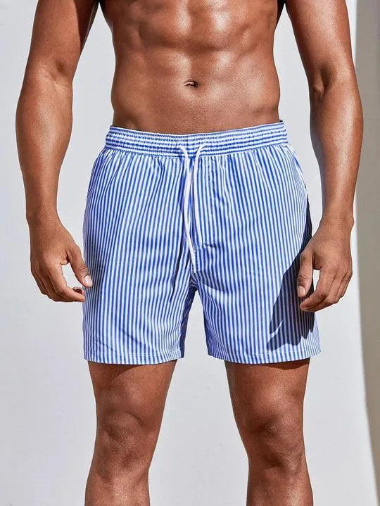 Gestreifte Badehose mit Kordelzug & elastischem Bund für Herren – Leicht, schnelltrocknend & sommerlich bequem