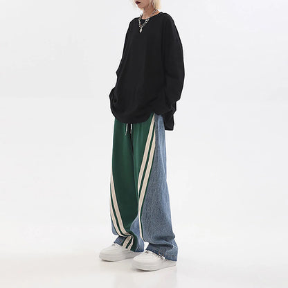 Lässige Colorblock Jogginghose mit Seitenstreifen für Damen – Weite Streetwear Hose