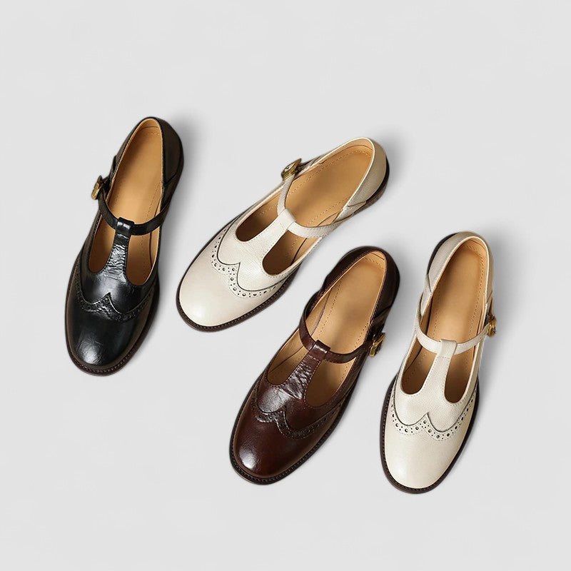 Elegante Mary Jane Schuhe aus Leder mit Blockabsatz & Schnalle für Damen – Bequem & Zeitlos