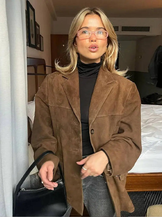 Sophie - Wendejacke mit Taschen in Braun - Vielseitiger und warmer Herbstmantel mit langen Ärmeln für Frauen