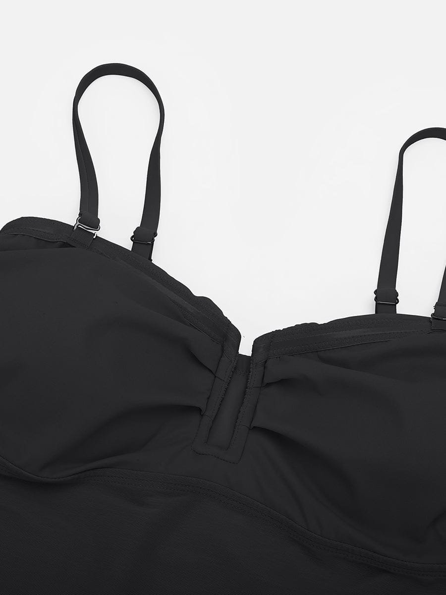 Figurformender Bandeau Badeanzug mit V-Ausschnitt & Trägern – Eleganter Shaping Swimsuit für Damen